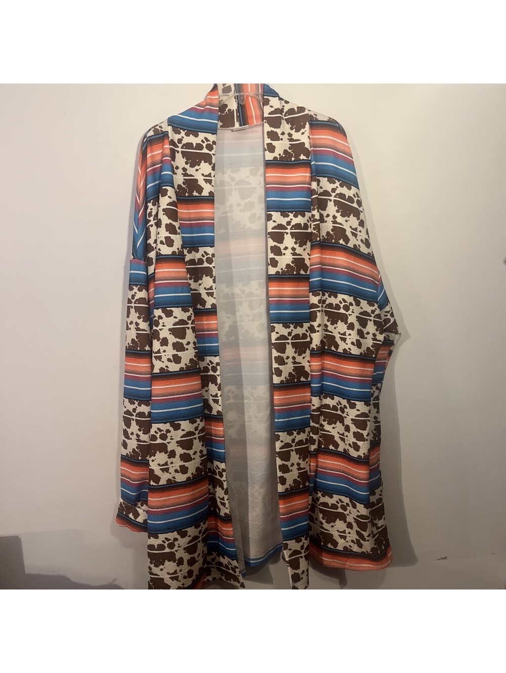 Western Cow Print Serape Cardigan Kimono Plus Size 3XL Open Front Duster